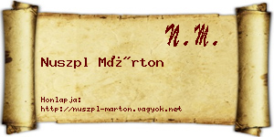 Nuszpl Márton névjegykártya